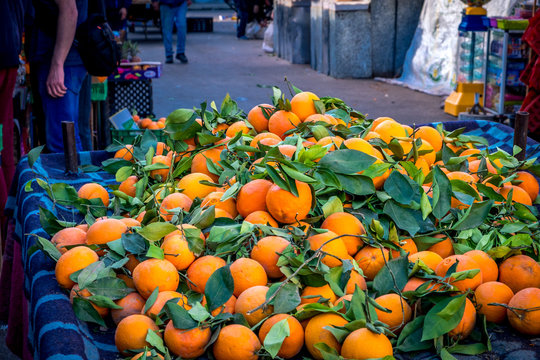 Tangerines on a market in Morocco