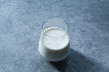 Organic Probiotic Milk Kefir Yogurt in Glass Cup Ready to Drink.