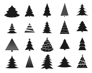 christmas tree vector icon set. Collection of elements for design