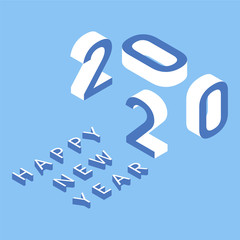 2020 Happy New Year. Isometric greeting card template. Vector