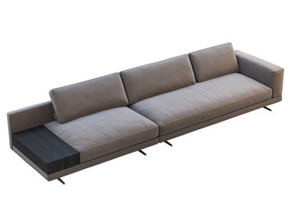 Fototapeta premium Modern brown fabric modular sofa with coffee table. 3d render