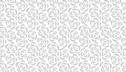 Flower geometric pattern with roses. Seamless vector background. White and grey ornament. Ornament for fabric, wallpaper, packaging. Decorative print