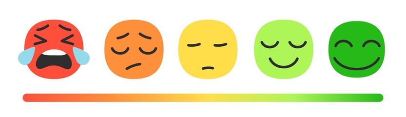 Fototapeta premium Rating scale. Feedback, review scale with emojis. Emotional faces vector set