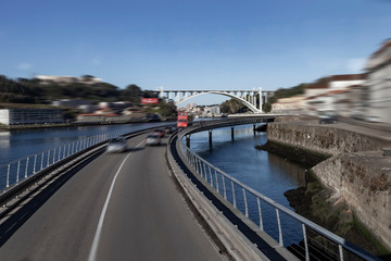 Bridges and Douru river in Porto, Portugal.