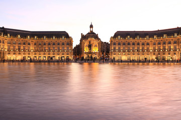 Reflection of Place De La Bourse in Bordeaux, France. A Unesco World Heritage