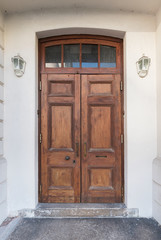 Classic wooden door of old house