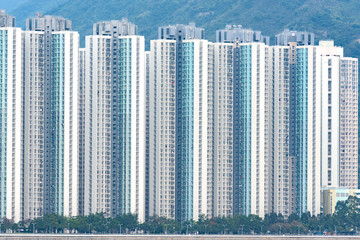 high rise residential building of public estate in Hong Kong city