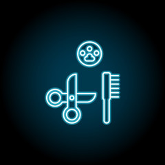 Grooming, pets blue neon icon. Simple thin line, outline vector of petshop icons for ui and ux, website or mobile application