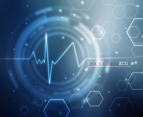 Heart with cardiogram - 2D illustration