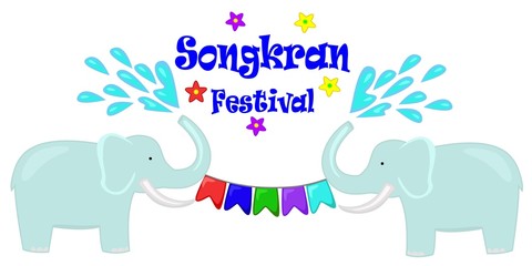  Songkran festival postcard vector illustration