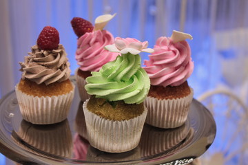 cupcakes with frosting and sprinkles