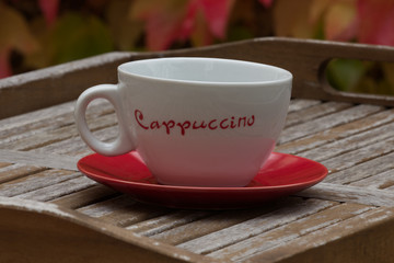 Red cappuccino cup