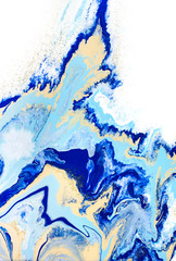 Abstract acrylic liquid painting blue