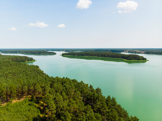 Jezioro las wdzydze kiszewskie kaszuby z drona
