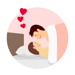 Sexual activity, bed-in, sex, love flat vector illustration / Illustration that are not direct or obscene 