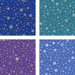 Set of seamless christmas pattern with snowflakes. Vector stock illustration.