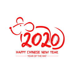Fototapeta na wymiar 2020 Chinese New Year greeting card with numbers and rat