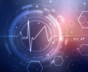 Heart with cardiogram - 2D illustration