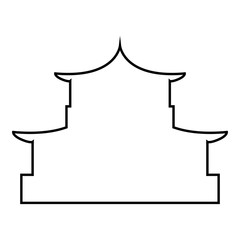 Chinese house silhouette Traditional Asian pagoda Japanese cathedral Facade icon outline black color vector illustration flat style image