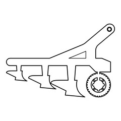 Plow for cultivating land before sowing farm products Tractor machanism equipment Industrial device icon outline black color vector illustration flat style image
