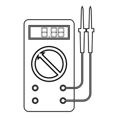 Digital multimeter for measuring electrical indicators AC DC voltage amperage ohmmeter power with probes icon outline black color vector illustration flat style image