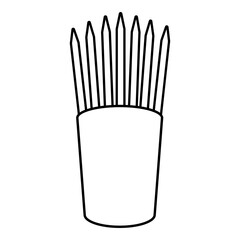Pencils in glass stands upright office supplier concept Work place icon outline black color vector illustration flat style image