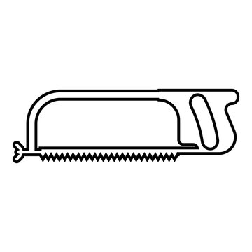Hacksaw for metal and manual using Hand saw Repair tool icon outline black color vector illustration flat style image