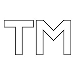 TM letter trademark icon outline black color vector illustration flat style image