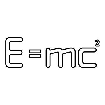 E=mc squared Energy formula physical law E=mc² sign e equal mc 2 Education concept Theory of relativity icon outline black color vector illustration flat style image
