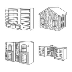 Vector illustration of city and construction symbol. Set of city and estate stock symbol for web.