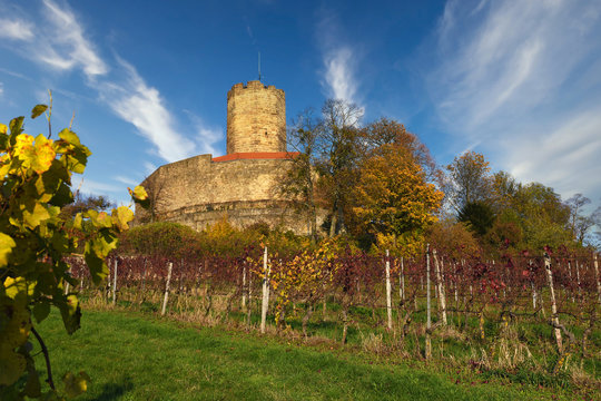 Medieval fortress called 'Burg Steinsberg'  in city Sinsheim in Germany 