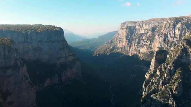 AERIAL Drone flight in Vikos canyon, Zagoria, Epirus, Greece