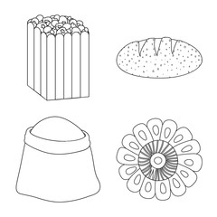 Vector illustration of farm and crop symbol. Set of farm and nutrition stock vector illustration.