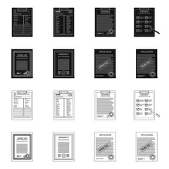 Vector design of form and document symbol. Collection of form and mark stock symbol for web.