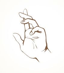 To point with finger. Vector drawing