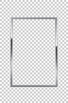 Shiny sparkling silver rectangle on transparent background vector illustration