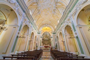 Fototapeta premium NAPLES, ITALY - 10.05.2018: Interiors and details of the Duomo, cathedral of Praiano church, Amalfi Coast. Built for saint Januarius, Campania, Italy in summer.