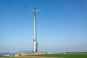 Fototapeta na wymiar Windmill construction site, Lower Saxony, Germany