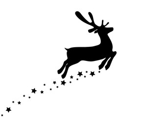 Reindeer is skipping for Christmas. Icon isolated on white