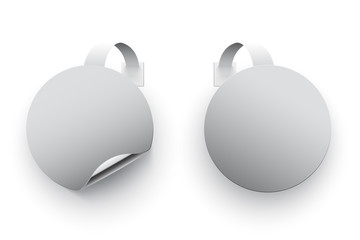 Realistic silver sales tags in circle shape set