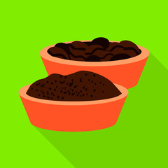 Vector design of bowl and coffee icon. Collection of bowl and seed stock symbol for web.