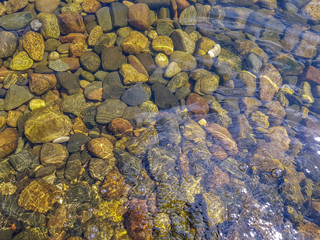 Stone background, view through clear water.