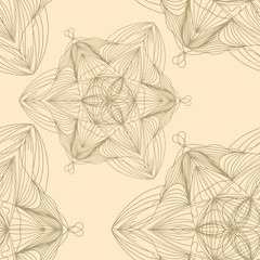 Seamless. Mirror pattern, repeating lines. Star, children coloring, drawing. Black and white snowflake. Cartoon vector