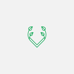 initial V leaf logo template - vector