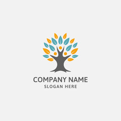 tree logo design template. people, leaf, head - vector