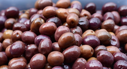 Background of olives close up. Healthy food background. Food concept.