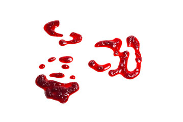 Red jam splashes isolated on white