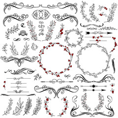 A lot of patterns for decoration. Frames, borders, dividers with mistletoe and other ornate patterns. - 305410935