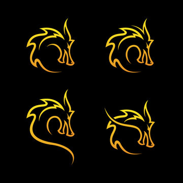 Dragon head vector icon illustration design logo template