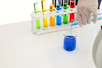 test tubes with liquid in laboratory